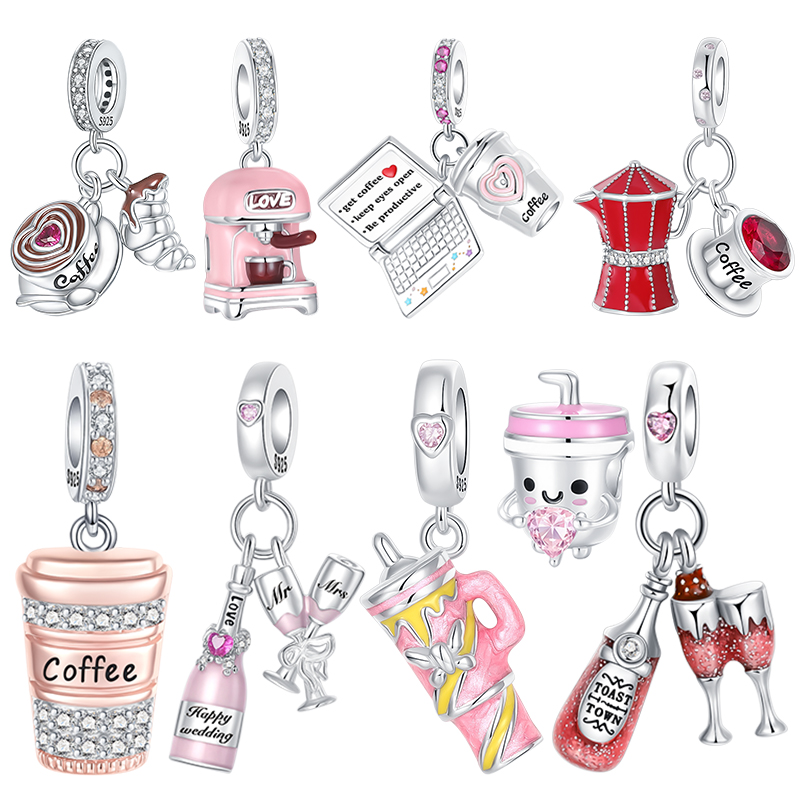 Coffee Tea Espresso Machines - Coffee Lover Charms 925 Sterling Silver