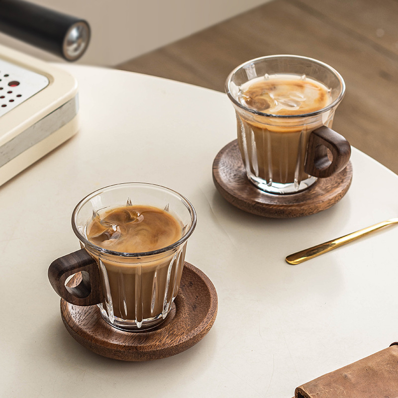 Coffee Tea Uses - Glass Coffee Cup Set with Coaster,