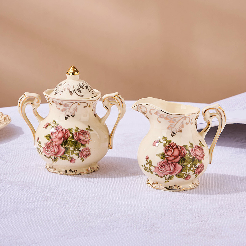 2pcs,Rose pattern ceramic milk – Tea Coffee Sugar Container recenzja i cena