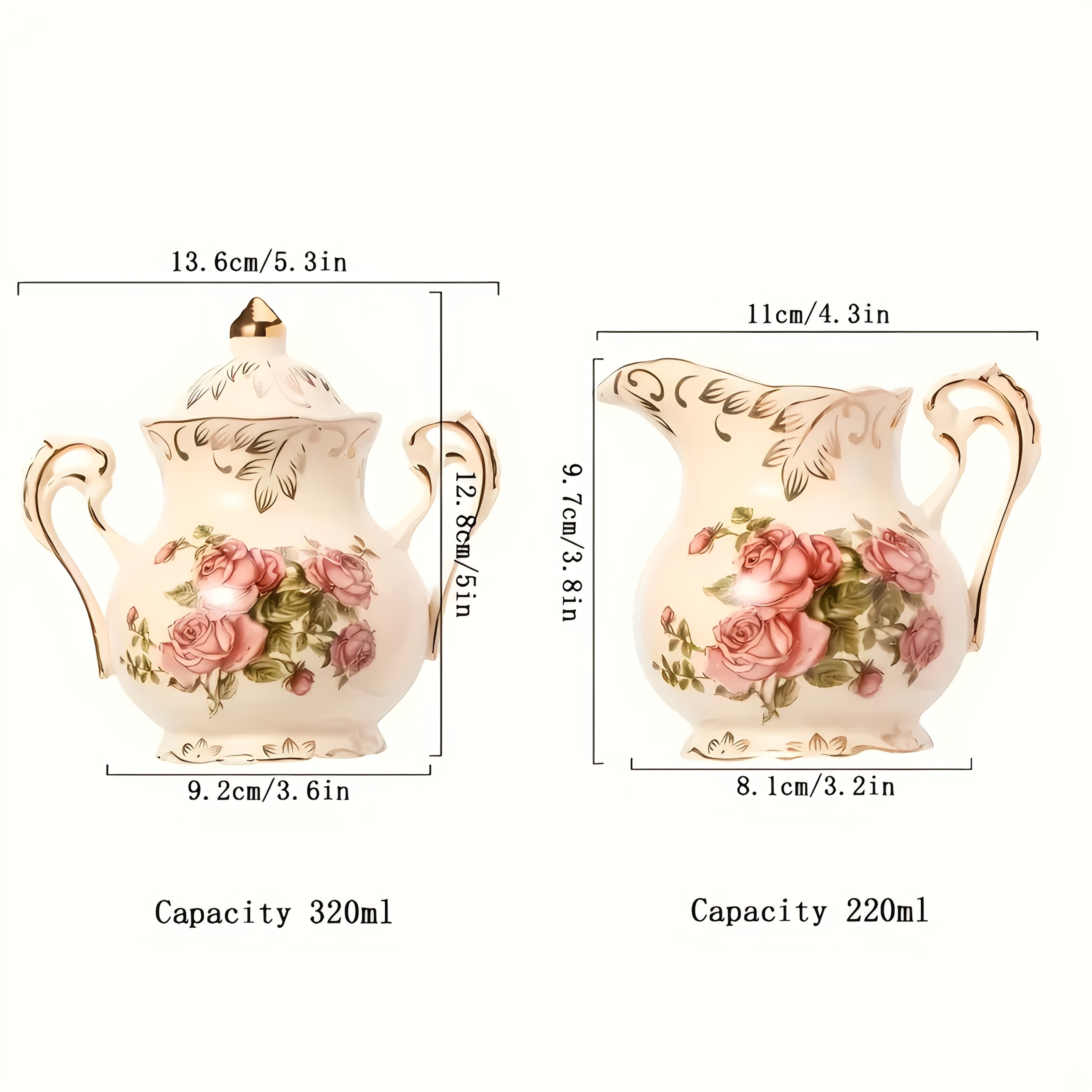 2pcs,Rose pattern ceramic milk – Tea Coffee Sugar Container recenzja i cena