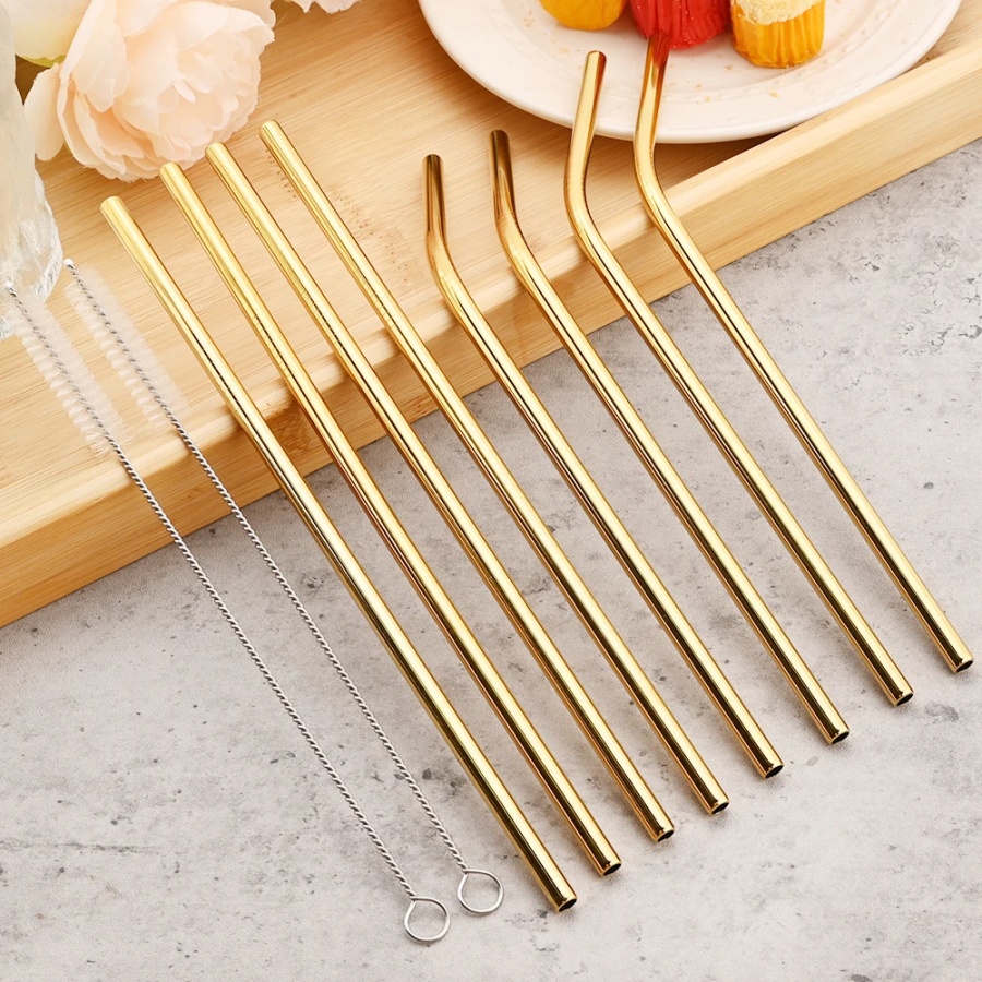 4pcs reusable gold straws milk – Coffee Tea Uses recenzja i cena