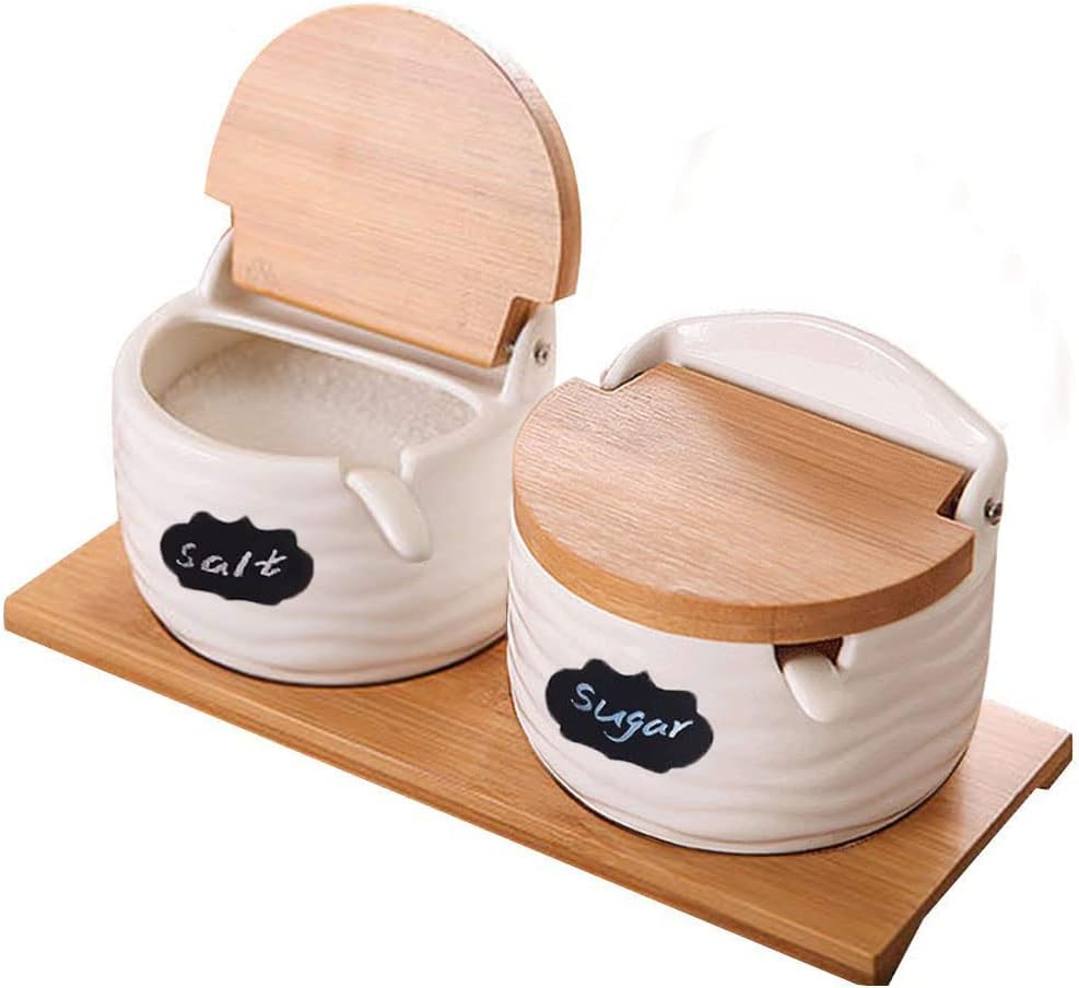 Ceramic Salt Cellars with Lids – Tea Coffee Sugar Container recenzja i cena