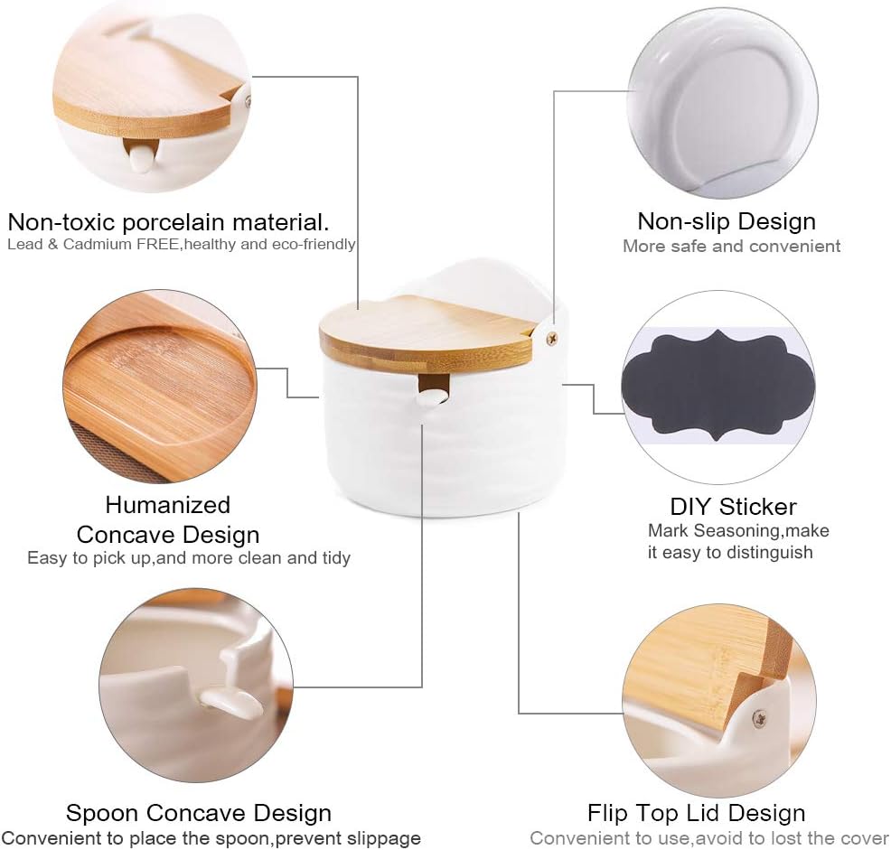 Ceramic Salt Cellars with Lids – Tea Coffee Sugar Container recenzja i cena