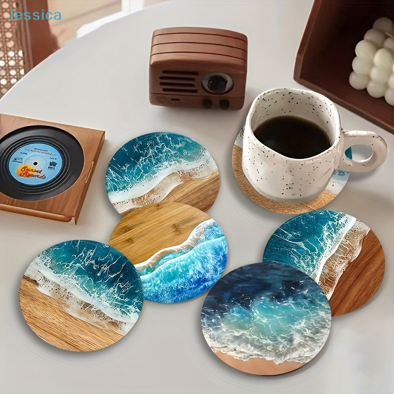 ♥Ocean Wave & Wood Grain Coast – Coffee Tea And Sugar Set recenzja i cena