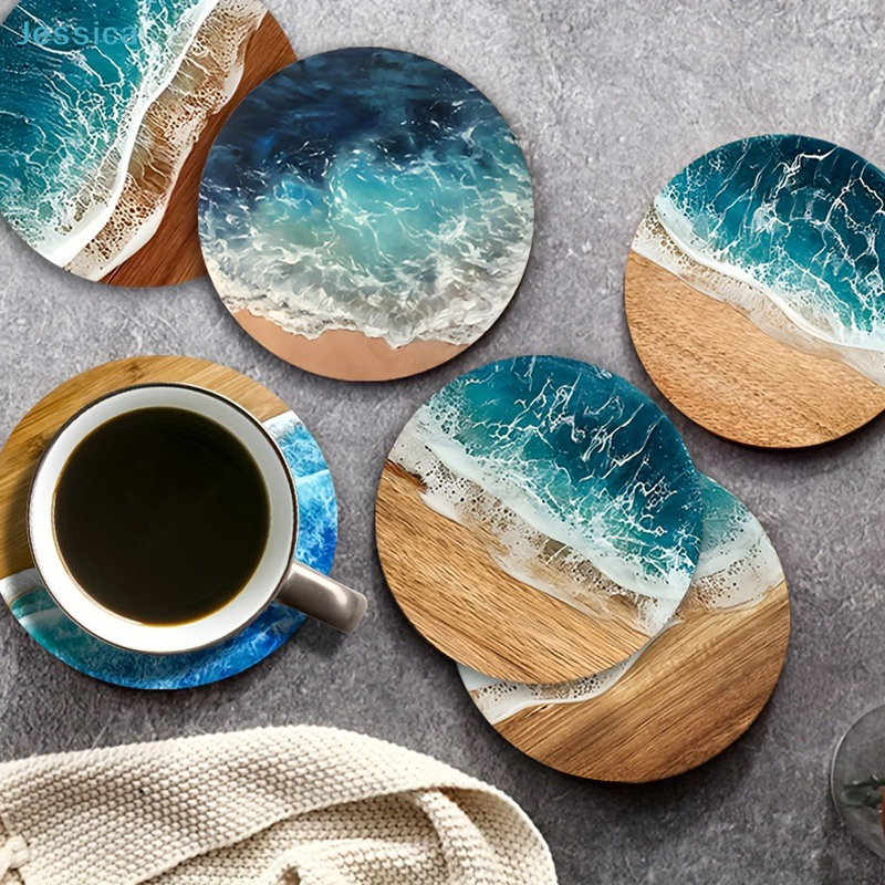 ♥Ocean Wave & Wood Grain Coast – Coffee Tea And Sugar Set recenzja i cena