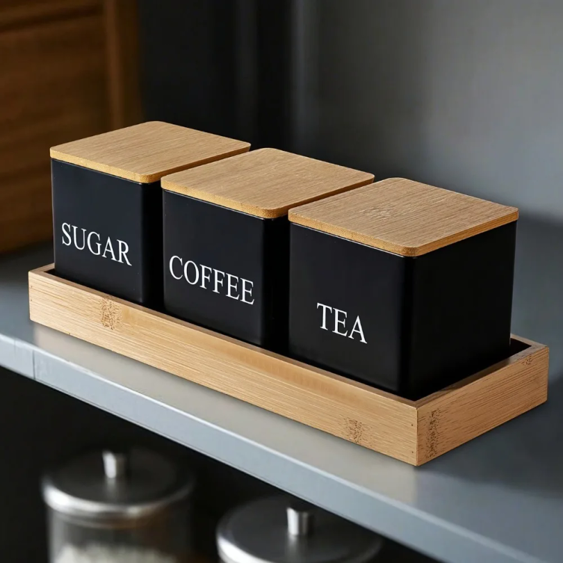 500ml Black White Box with Lid – Tea Coffee Sugar Container recenzja i cena