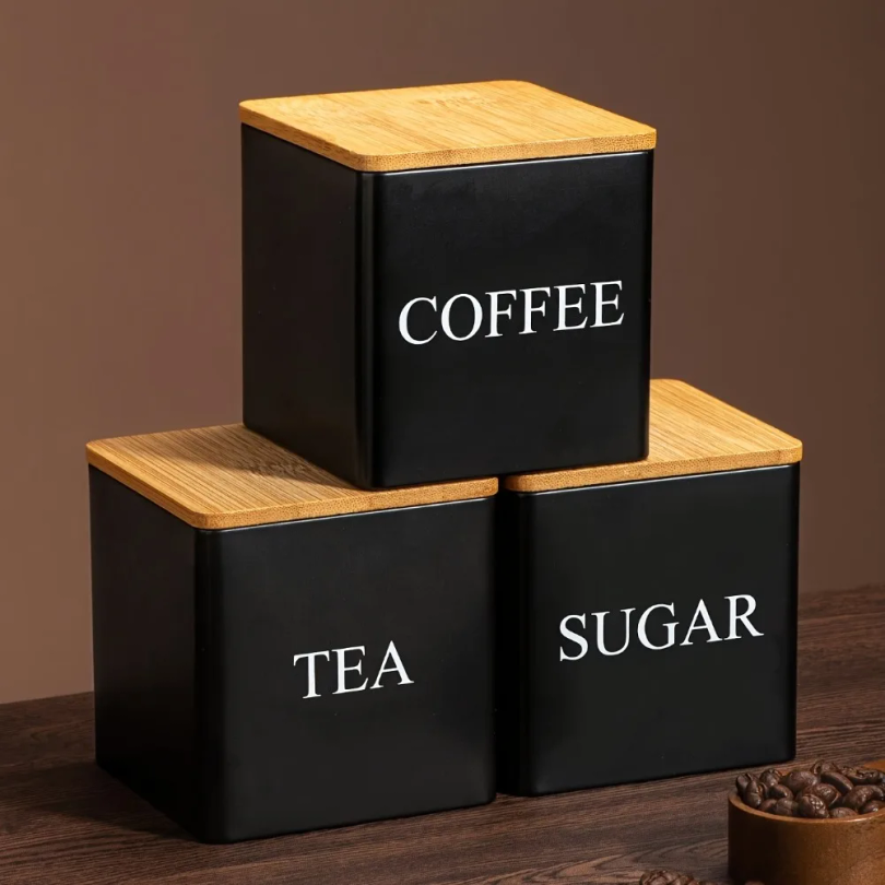 500ml Black White Box with Lid – Tea Coffee Sugar Container recenzja i cena