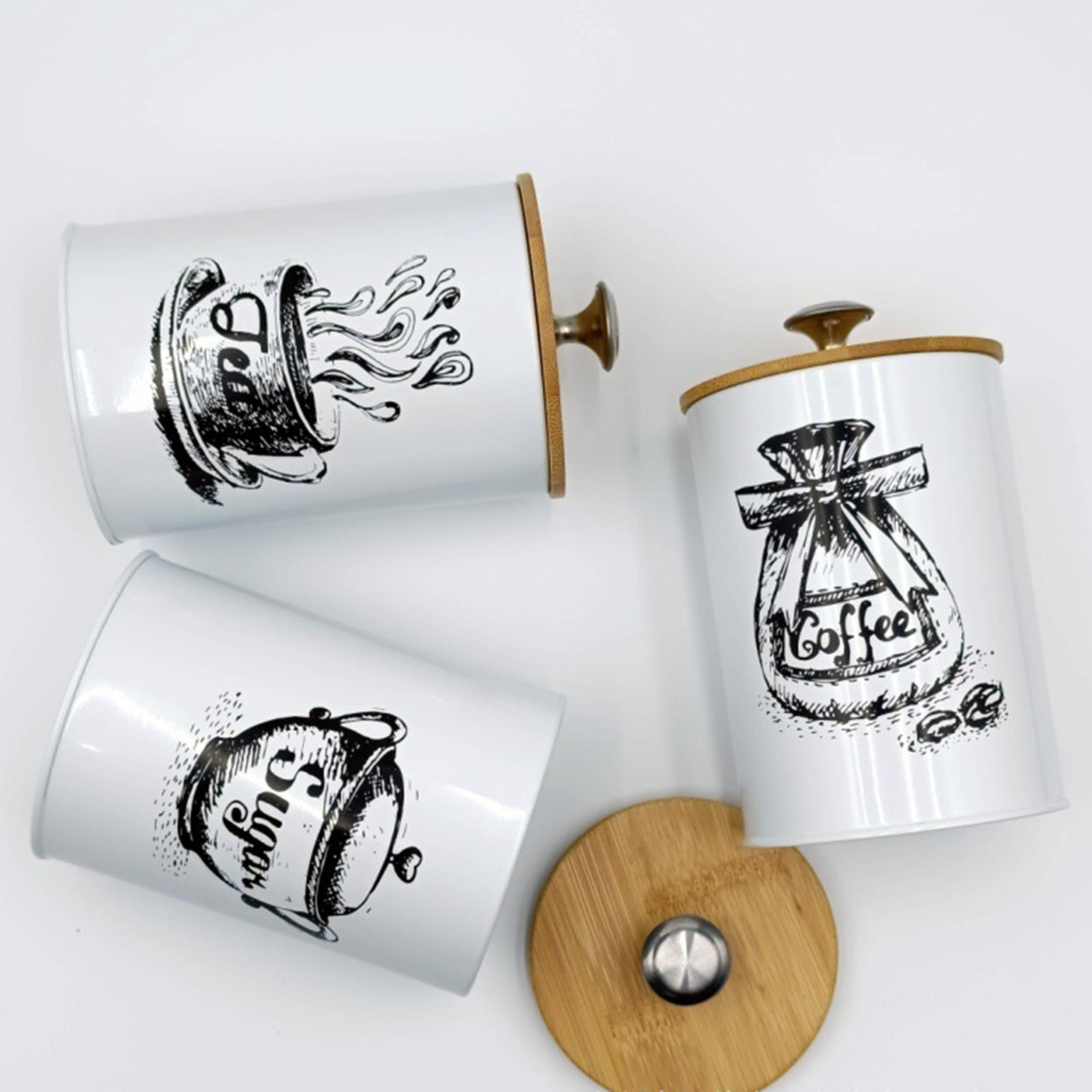 3Pcs Sealed Coffee Canister Se – Tea Coffee Sugar Container recenzja i cena
