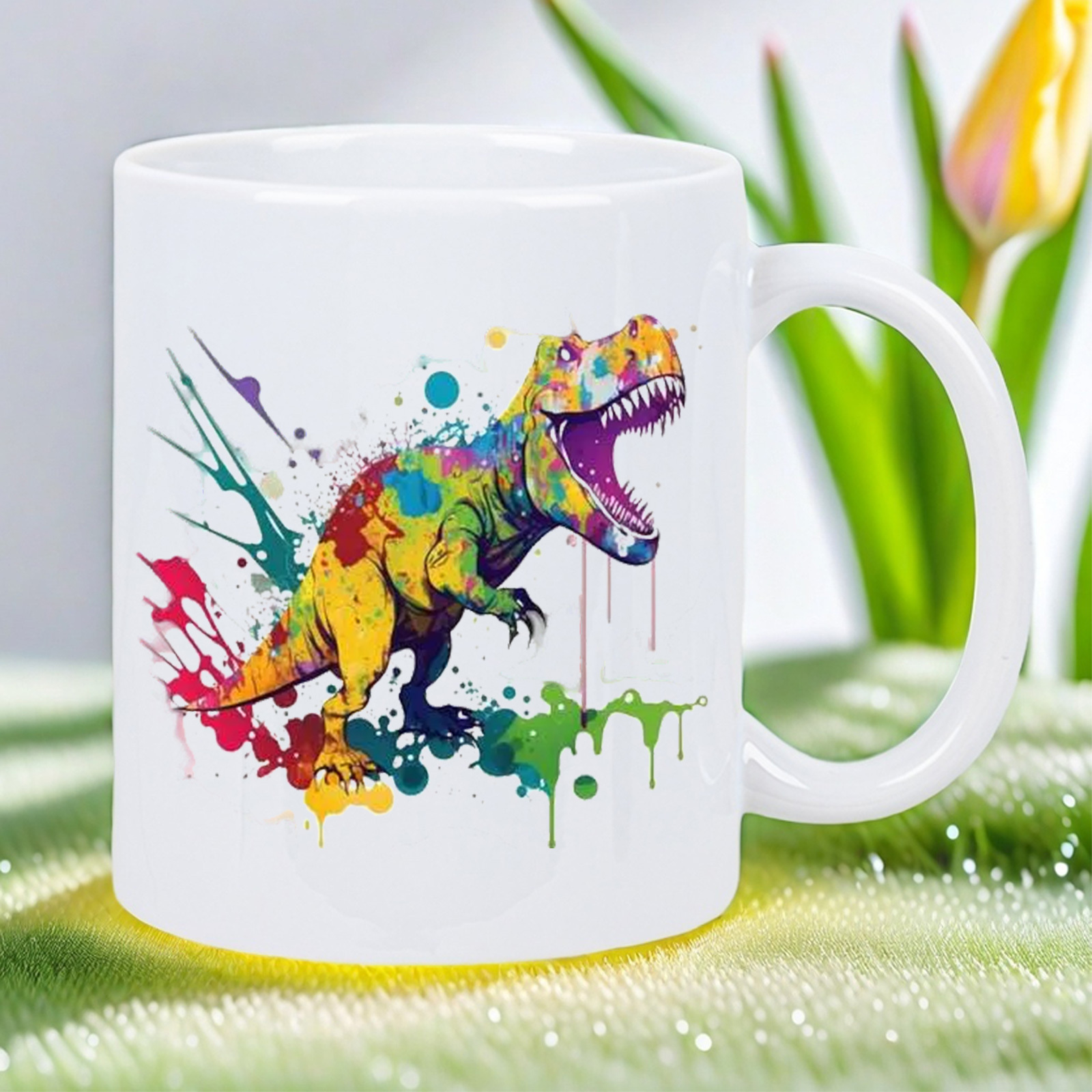 Dinosaur-Themed White Ceramic  – Coffee Tea Uses recenzja i cena