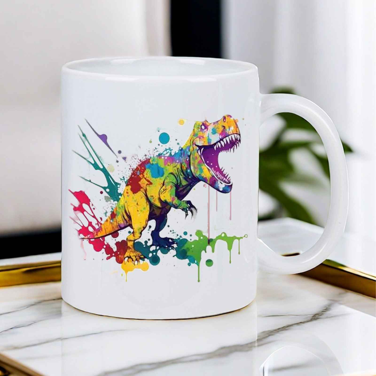 Dinosaur-Themed White Ceramic  – Coffee Tea Uses recenzja i cena