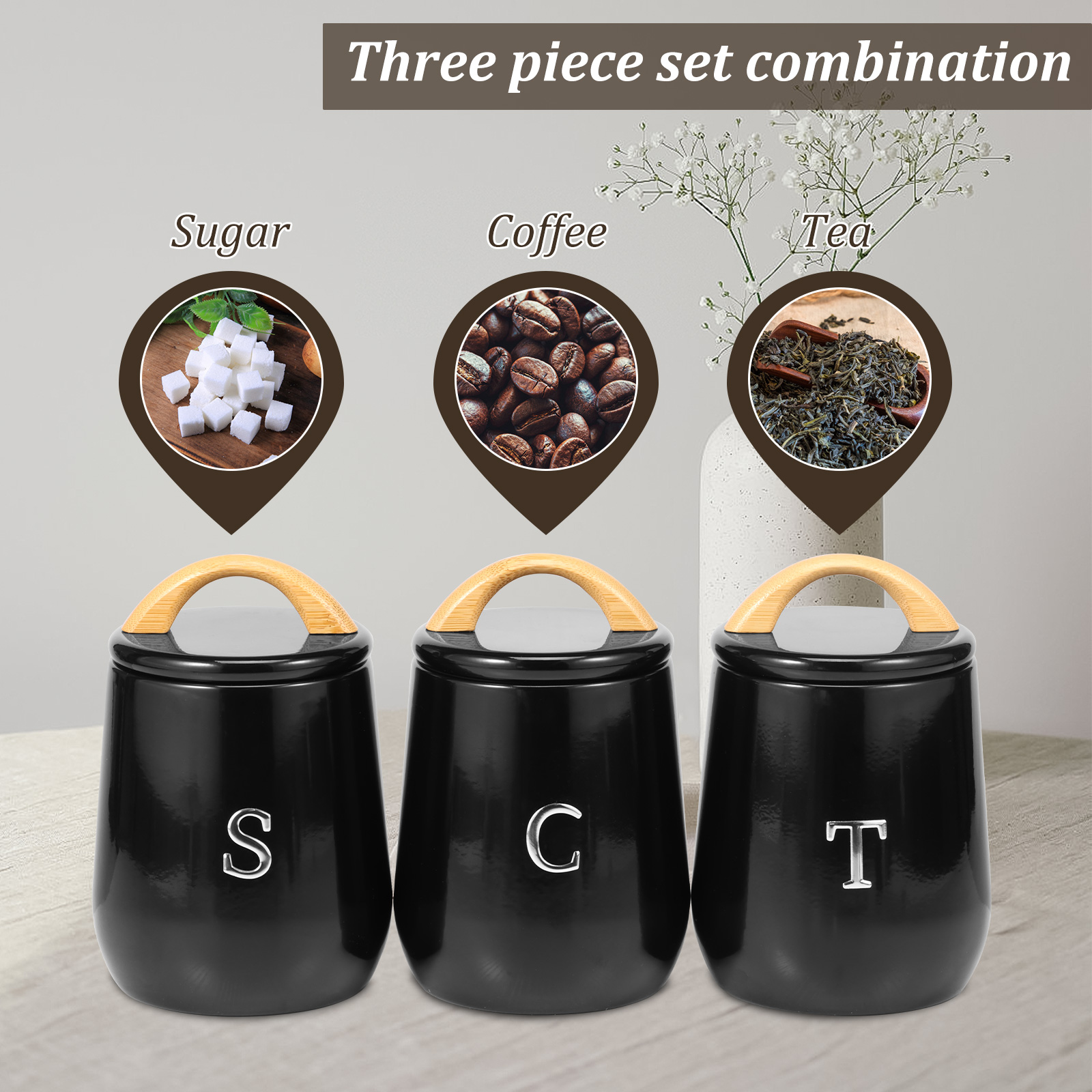 3Pcs Kitchen Storage Jar Tea S – Coffee Tea Difference recenzja i cena